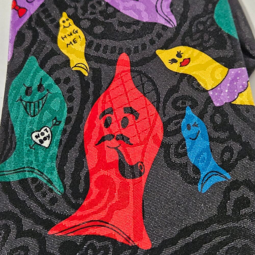 VTG Halloween Brothers Ghosts Neck Tie Multicolor Flamboyant Cartoonish - Picture 2 of 6